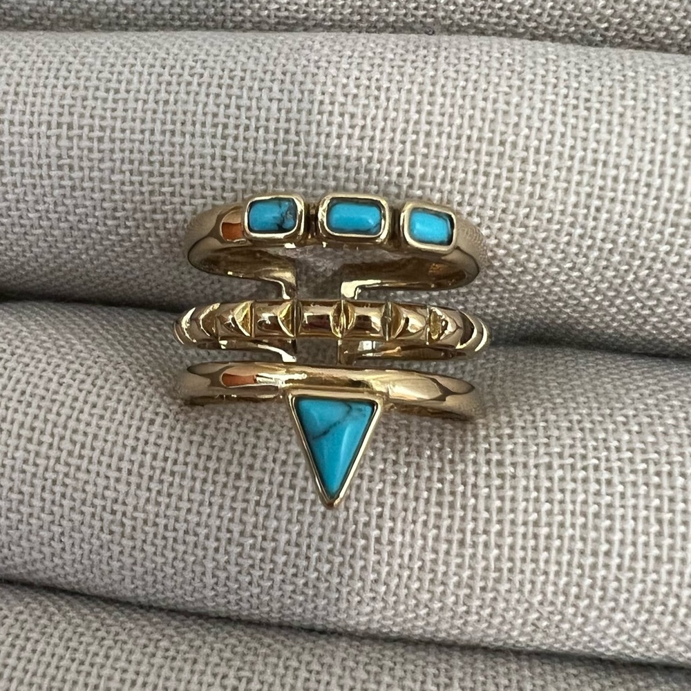 Stella & Dot Turquoise Stone Stacked Ring S/M